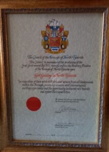 Guides Freedom of North Tyneside certificate