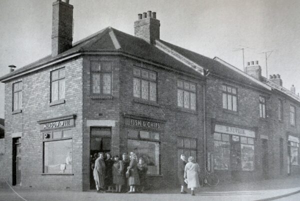 Photo of a street corner in The Ridges, North Shields c1959