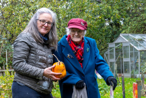 Angela Goodwin and Emma Laidler, in their allotment in North Shields.