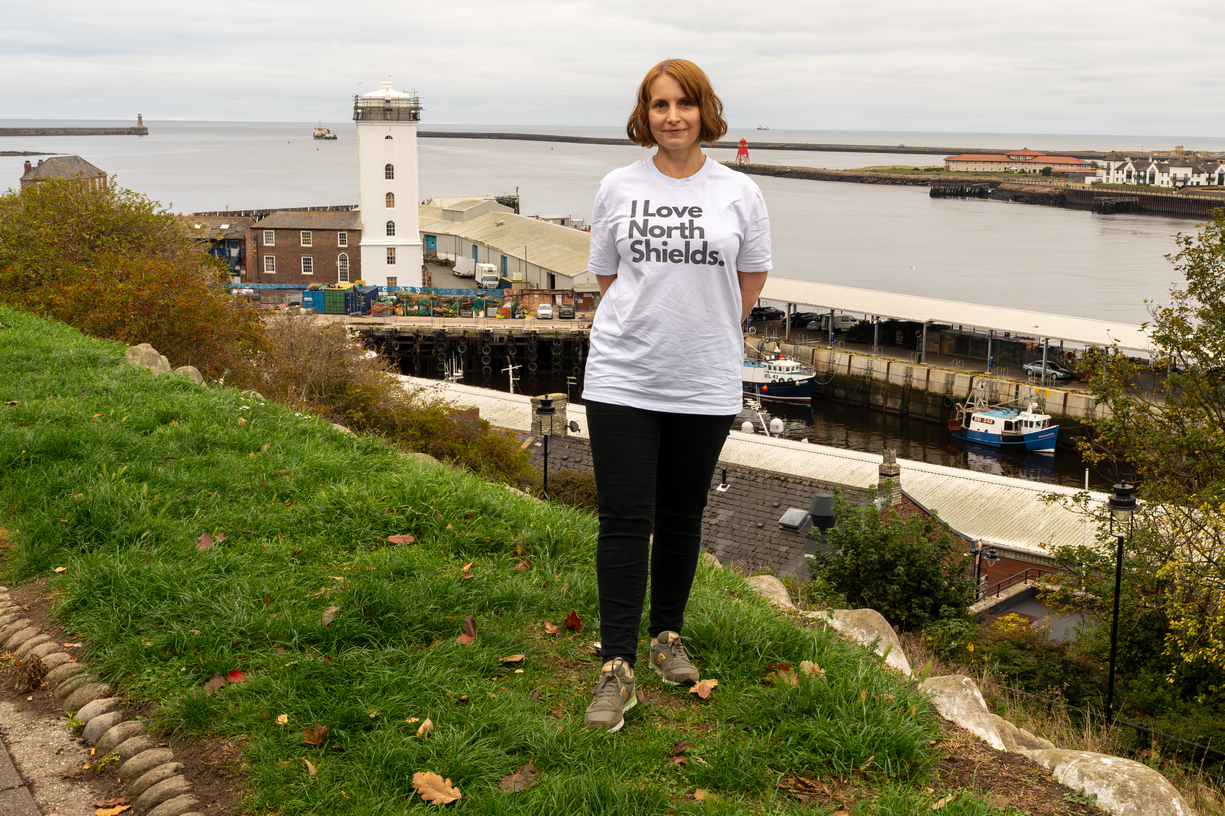 Caroline Oswald standing at Bank Top North Shields
