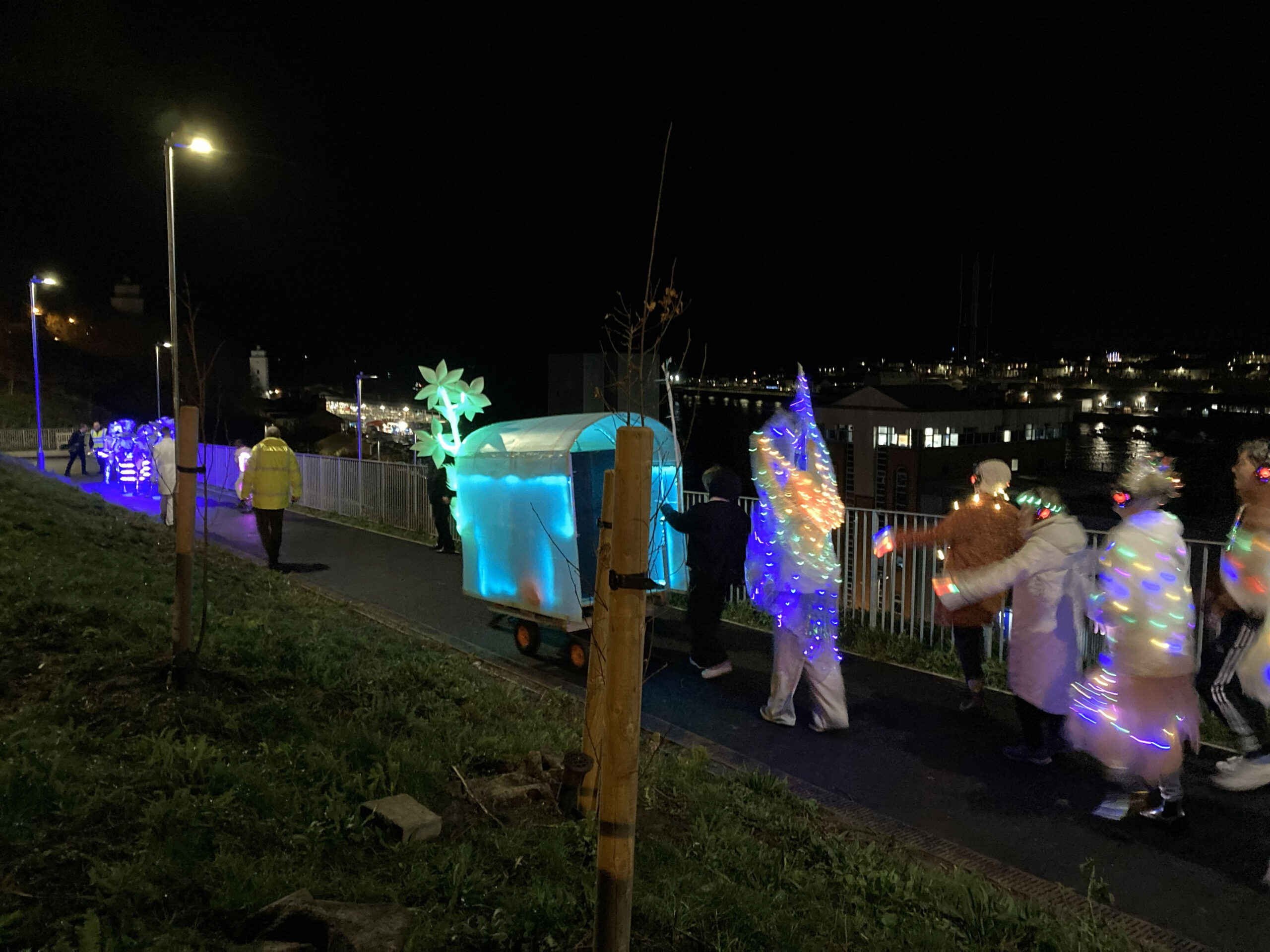 The parade moves down to the West Quay via the ramp