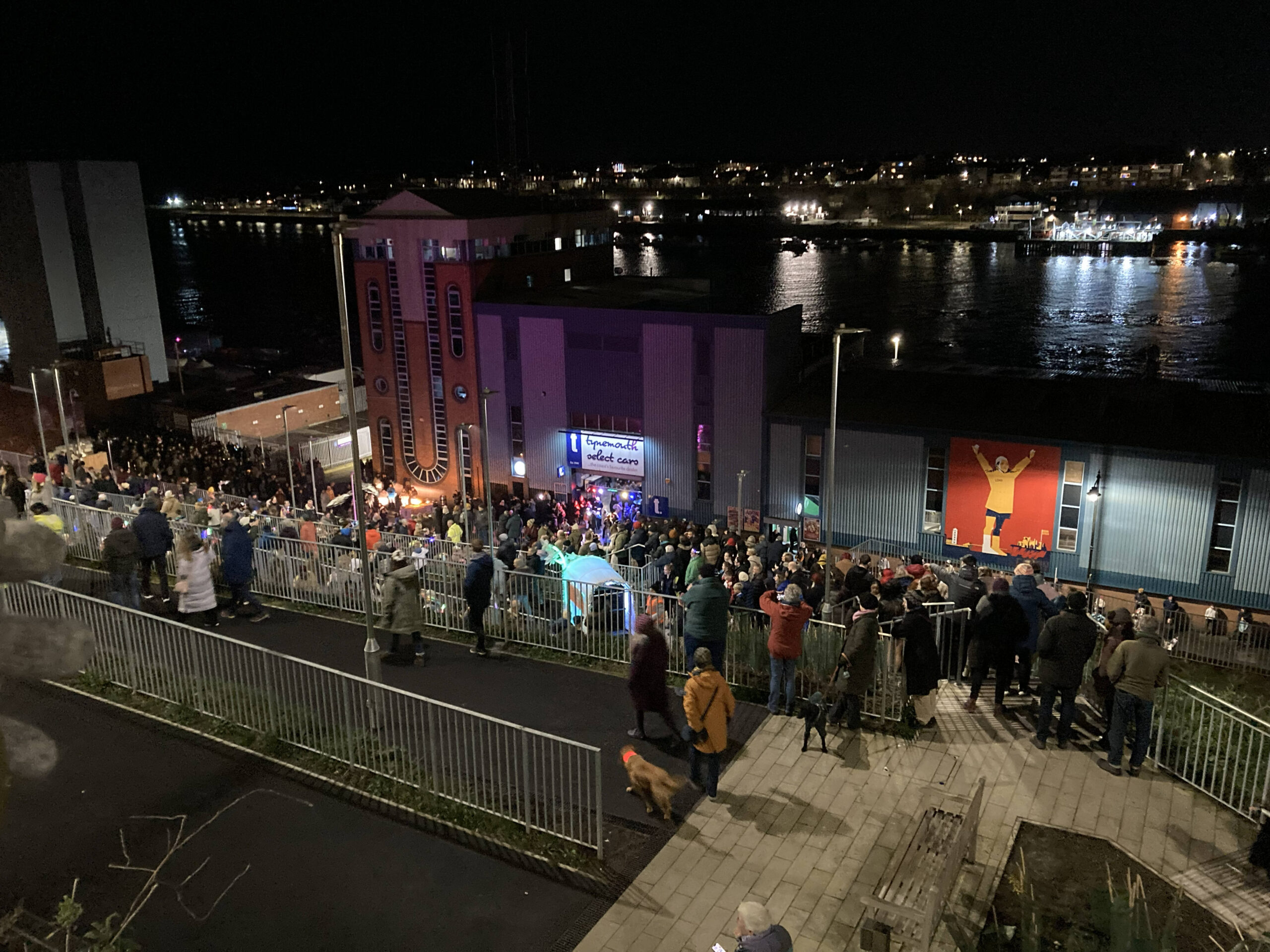 Crowds gather on the West Quay