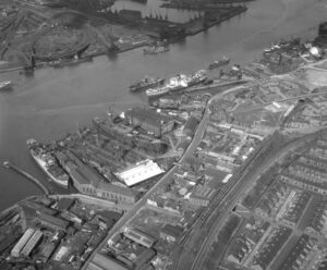 Aerial view of John Readhead and Sons shipyard